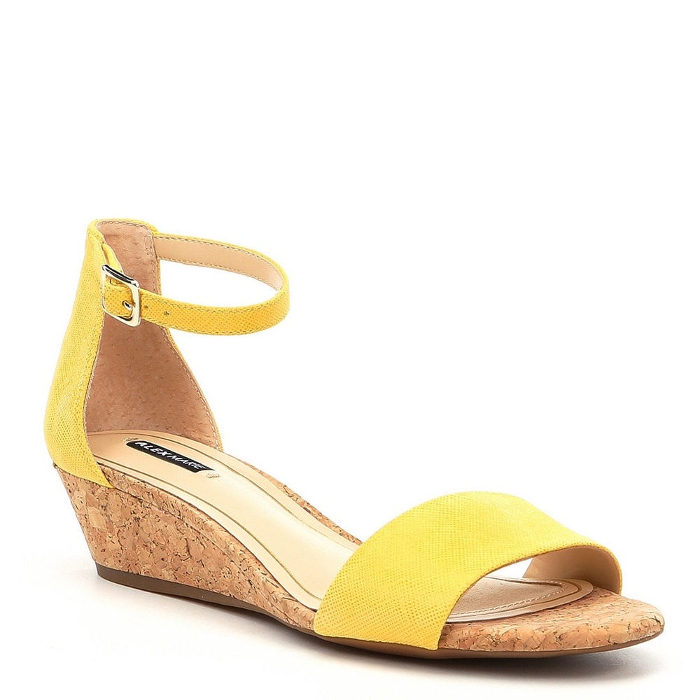 Alex Marie yellow wedge ankle strap sandals!